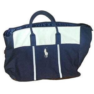 Polo Ralph Lauren Duffle Bag Travel Carry On Luggage Navy Blue White Travel vaca